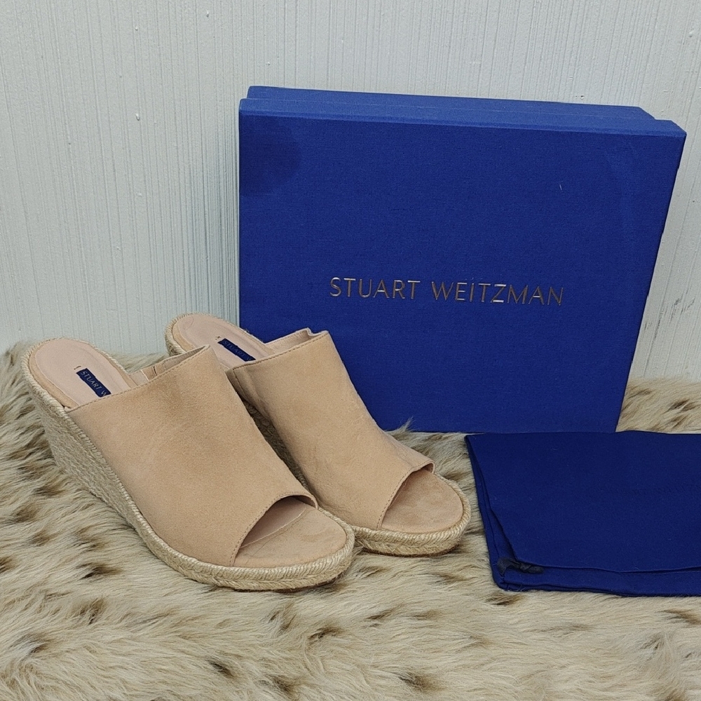 Stuart Weitzman Tan Suede Marabella Wedge Sandals